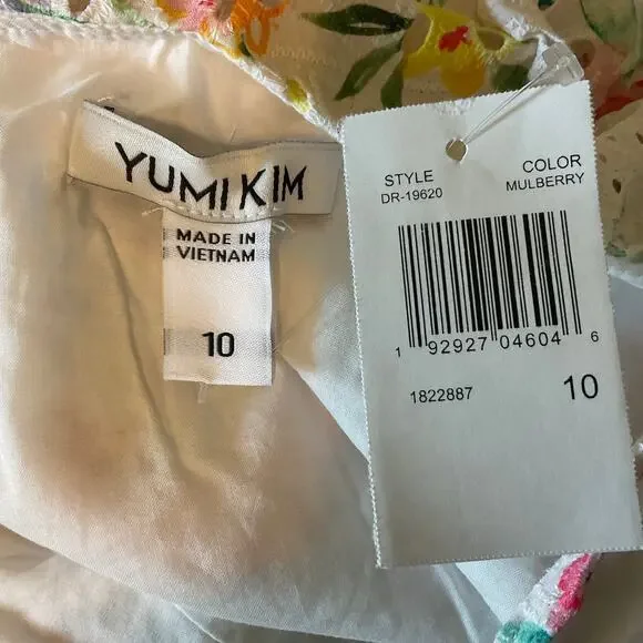 Yumi Kim Floral Cotton Eyelet Lace A-Line Midi San Juan Dress White Size 10 - Picture 9 of 11